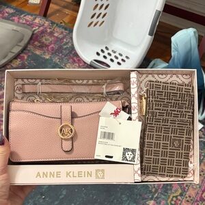 Anne Klein Blush Pink and Brown Key & Card Holder Set